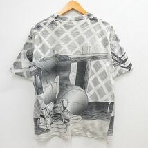 XL/古着 半袖 ビンテージ Tシャツ メンズ 90s NBA シカゴブルズ 全面プリント コットン クルーネック 薄グレー系他 バスケットボール s_画像2