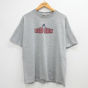 XL/古着 アディダス adidas 半袖 ビンテージ Tシャツ メンズ 00s MLB ボストンレッドソックス ワンポイントロゴ クルーネック グレー