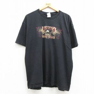 XL/古着 半袖 ビンテージ Tシャツ メンズ 00s ワシ ラコニア コットン クルーネック 黒 ブラック 23jun17 中古