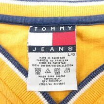 XL/古着 トミーヒルフィガー トミージーンズ 長袖 ブランド Tシャツ メンズ 90s ワンポイントロゴ コットン Vネック 黄 イエロー 23sep_画像4