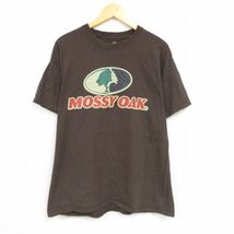 L/古着 半袖 Tシャツ メンズ モッシーオーク コットン クルーネック 茶 ブラウン 23mar27 中古_画像1