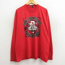 XL/古着 長袖 ビンテージ Tシャツ メンズ 90s メタモラレッドバーズ フットボール 大きいサイズ クルーネック 赤 レッド 23jun06 中古_画像1