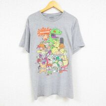 XL/古着 半袖 Tシャツ メンズ アニメ ニコロデオン ラグラッツ レプター チャッキー クルーネック グレー 霜降り 23may17 中古_画像1