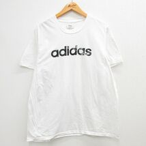 XL/古着 アディダス adidas 半袖 ブランド Tシャツ メンズ ビッグロゴ 大きいサイズ コットン クルーネック 白 ホワイト 23mar16 中古_画像1
