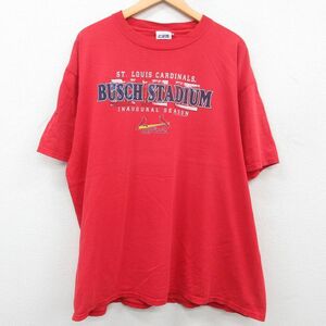 XL/古着 半袖 ビンテージ Tシャツ メンズ 00s MLB セントルイスカージナルス 大きいサイズ クルーネック 赤 レッド メジャーリーグ ベ