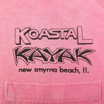 XL/古着 半袖 ビンテージ Tシャツ メンズ 90s KOASTAL カヤック 胸ポケット付き コットン クルーネック ピンク 23jun19 中古_画像3