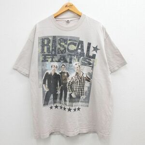 XL/古着 半袖 ロック バンド Tシャツ メンズ ラスカルフラッツ 大きいサイズ コットン クルーネック 薄ベージュ カーキ 22jul08 中古