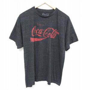 L/古着 半袖 Tシャツ メンズ コカコーラ クルーネック 濃グレー 霜降り 23aug22 中古