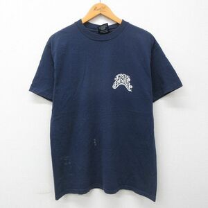 L/古着 半袖 ビンテージ Tシャツ メンズ 90s FOCUS FAMILY コットン クルーネック 紺 ネイビー 23jun28 中古