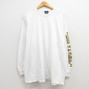 XL/古着 長袖 ビンテージ Tシャツ メンズ 00s REVIVAL 大きいサイズ コットン クルーネック 白 ホワイト 23jan27 中古