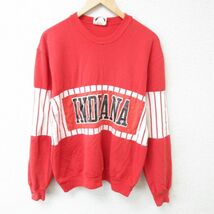 M/古着 長袖 スウェット メンズ 90s インディアナ クルーネック 赤 レッド 23sep12 中古 スエット トレーナー トップス_画像1