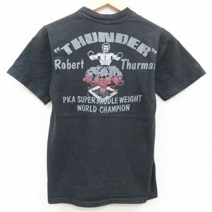 S/古着 ヘインズ 半袖 ビンテージ Tシャツ メンズ 90s ロバートサーマン Robert Thurman ボクシング 胸ポケット付き コットン クルーネ