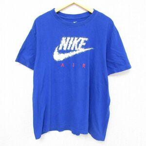 XL/古着 ナイキ NIKE 半袖 ブランド Tシャツ メンズ ビッグロゴ AIR 大きいサイズ クルーネック 青 ブルー 23jul21 中古