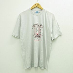 L/古着 半袖 ビンテージ Tシャツ メンズ 80s 手 No ADDITIVES クルーネック 薄グレー spe 23jul07 中古