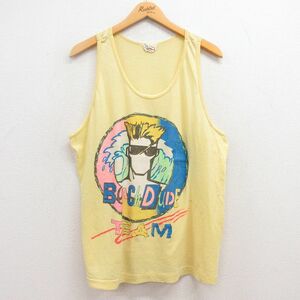 XL/古着 ビンテージ タンクトップ メンズ 80s Beach Dude クルーネック 黄 イエロー 23jun01 中古