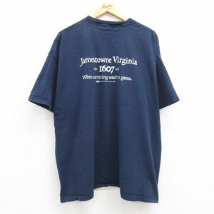 XL/古着 半袖 ビンテージ Tシャツ メンズ 00s Jamestowne 大きいサイズ コットン クルーネック 紺 ネイビー 23jun08 中古