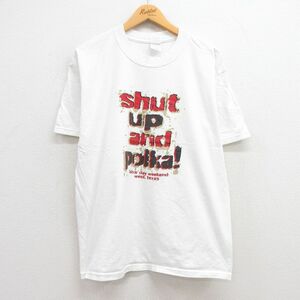 L/古着 半袖 ビンテージ Tシャツ メンズ 00s Shut up コットン クルーネック 白 ホワイト 23jun24 中古