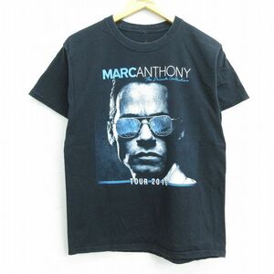 M/古着 ヘインズ Hanes 半袖 ロック バンド Tシャツ メンズ マークアンソニー コットン クルーネック 黒 ブラック 22mar23 中古