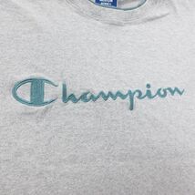 L/古着 チャンピオン Champion 半袖 ビンテージ Tシャツ メンズ 90s ビッグロゴ 刺繍 コットン クルーネック グレー 霜降り 23may12 中_画像2