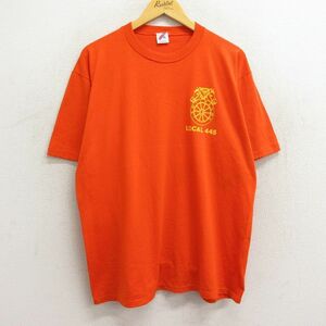 XL/古着 半袖 ビンテージ Tシャツ メンズ 80s 馬 大きいサイズ クルーネック オレンジ 23aug08 中古