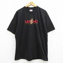 XL/古着 半袖 ビンテージ Tシャツ メンズ 00s ミリタリー USMC アメリカ海兵隊 刺繍 コットン クルーネック 黒 ブラック 23apr07 中古_画像1