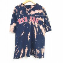 XL/古着 マジェスティック 半袖 Tシャツ メンズ MLB ボストンレッドソックス ムーキーベッツ 50 大きいサイズ クルーネック 紺他 ネイ_画像1