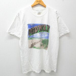 L/古着 半袖 ビンテージ Tシャツ メンズ 00s ミッドウェイ ビーチ カモメ コットン クルーネック 白 ホワイト 23mar10 中古