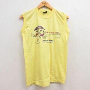 S/古着 ビンテージ ノースリーブ Tシャツ メンズ 80s パラソル GOODLIFE クルーネック 黄 イエロー 23jun02 中古