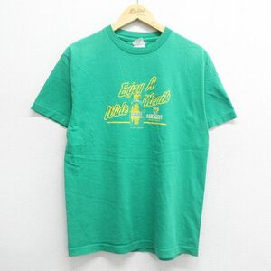 M/古着 半袖 ビンテージ Tシャツ メンズ 00s ミッキー ビール コットン クルーネック 緑 グリーン 23apr13 中古