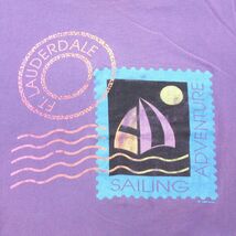 L/古着 半袖 ビンテージ Tシャツ メンズ 80s SAILING ヨット コットン クルーネック 紫 パープル 23jul20 中古_画像2