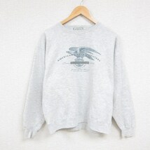 L/古着 アメリカンイーグル American Eagle 長袖 スウェット メンズ 00s ワシ クルーネック 薄グレー 霜降り 23nov16 中古 スエット ト_画像1