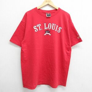 XL/古着 ナイキ NIKE 半袖 ビンテージ Tシャツ メンズ 00s ワンポイントロゴ MLB セントルイスカージナルス コットン クルーネック 赤