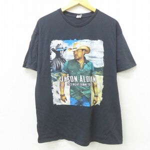 XL/古着 半袖 ロック バンド Tシャツ メンズ ジェイソンアルディーン ジェイクホウェン トーマスレット コットン クルーネック 黒 ブラ