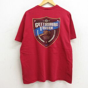 XL/古着 半袖 ビンテージ Tシャツ メンズ 90s ゲティスバーグ TAVERN 大きいサイズ クルーネック 赤 レッド 23jul20 中古