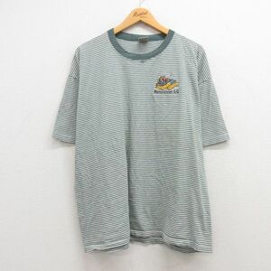 XL/古着 半袖 ビンテージ Tシャツ メンズ 90s 海賊 船 大きいサイズ コットン クルーネック 白他 ホワイト ボーダー 23mar03 中古