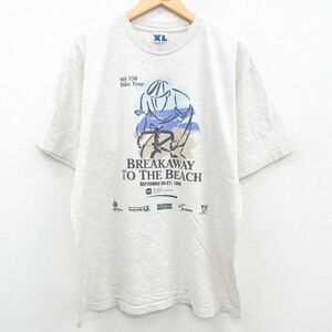 XL/古着 半袖 ビンテージ Tシャツ メンズ 90s BREAKAWAY 自転車 企業広告 コットン クルーネック 薄グレー 霜降り 23jun26 中古