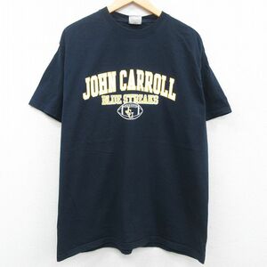 XL/古着 チャンピオン Champion 半袖 ビンテージ Tシャツ メンズ 00s JOHN CARROLL アメフト コットン クルーネック 黒 ブラック 23aug