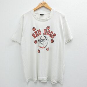 XL/古着 半袖 ビンテージ Tシャツ メンズ 90s REDDOGS ブルドッグ 大きいサイズ クルーネック 白 ホワイト 23jun28 中古