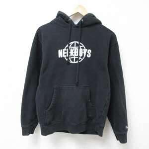 S/古着 長袖 スウェット パーカー メンズ NELKBOYS クルーネック 黒 ブラック 23dec19 中古 スエット トレーナー トップス