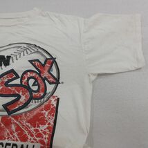 XL/古着 マジェスティック 半袖 ビンテージ Tシャツ メンズ 90s MLB ボストンレッドソックス クルーネック 白 ホワイト メジャーリーグ_画像7