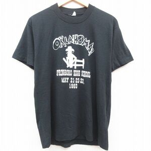 L/古着 半袖 ビンテージ Tシャツ メンズ 90s オクラホマ 学校 クルーネック 黒 ブラック spe 23may11 中古