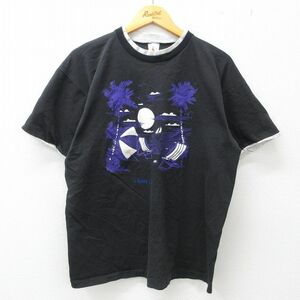 XL/古着 半袖 ビンテージ Tシャツ メンズ 90s ヤシの木 オーシャンシティ コットン クルーネック 黒 ブラック 23apr13 中古