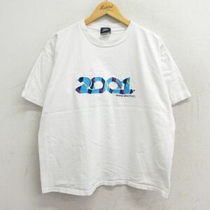 XL/古着 半袖 ビンテージ Tシャツ メンズ 00s マートルビーチ 刺繍 コットン クルーネック 白 ホワイト 23jun07 中古