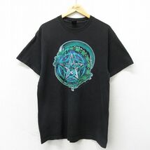 L/古着 ファッションヴィクティム 半袖 ビンテージ Tシャツ メンズ 90s ドラゴン ミキオケネディコットン クルーネック 黒 ブラック sp_画像1