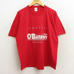 XL/古着 半袖 ビンテージ Tシャツ メンズ 80s オバノン クルーネック 赤 レッド 23jun06 中古