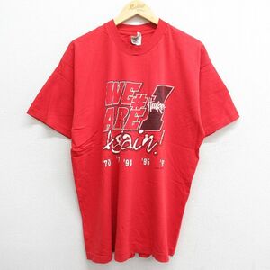 XL/古着 半袖 ビンテージ Tシャツ メンズ 90s コーンハスカーズ Again 大きいサイズ コットン クルーネック 赤 レッド 23may18 中古