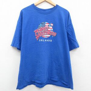 XL/古着 半袖 ビンテージ Tシャツ メンズ 00s プラネットハリウッド オーランド 大きいサイズ コットン クルーネック 青 ブルー 23mar2