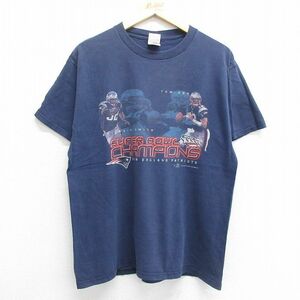 L/古着 半袖 ビンテージ Tシャツ メンズ 00s NFL ニューイングランドペイトリオッツ トムブレイディ アントウェインスミス コットン ク