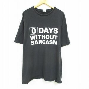 XL/古着 半袖 Tシャツ メンズ DAYS 大きいサイズ コットン クルーネック 黒 ブラック 23jun08 中古