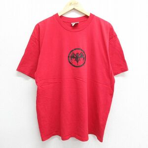 XL/古着 半袖 ビンテージ Tシャツ メンズ 90s バカルディ 酒 スタッフ STAFF 大きいサイズ コットン クルーネック 赤 レッド spe 23may